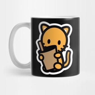 Cat Orange Coffee Boba Bambu Cute Kitten Animal Lover Mug